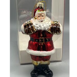 Vtg Coca Cola Kurt‎ Adler Santa Ornament Glass Christmas Ornament 2008